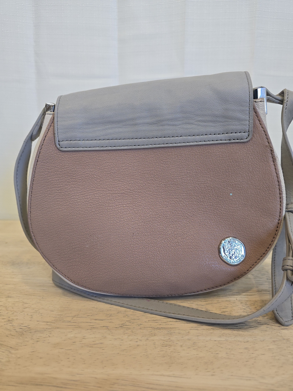 Vince Camuto Two-Tone Faux Leather Crossbody Bag in Taupe & Gray - Picture 3 of 7